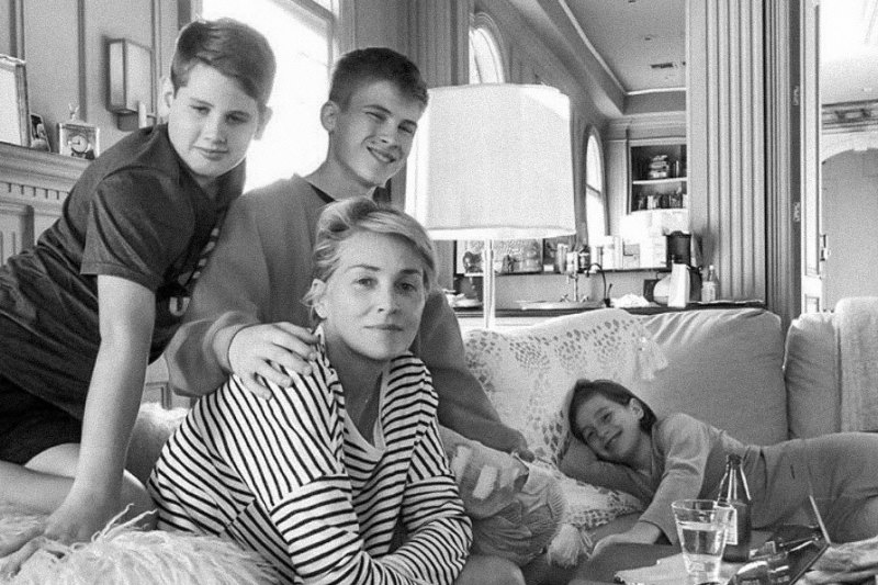 Sharon Stone with her 2 sons